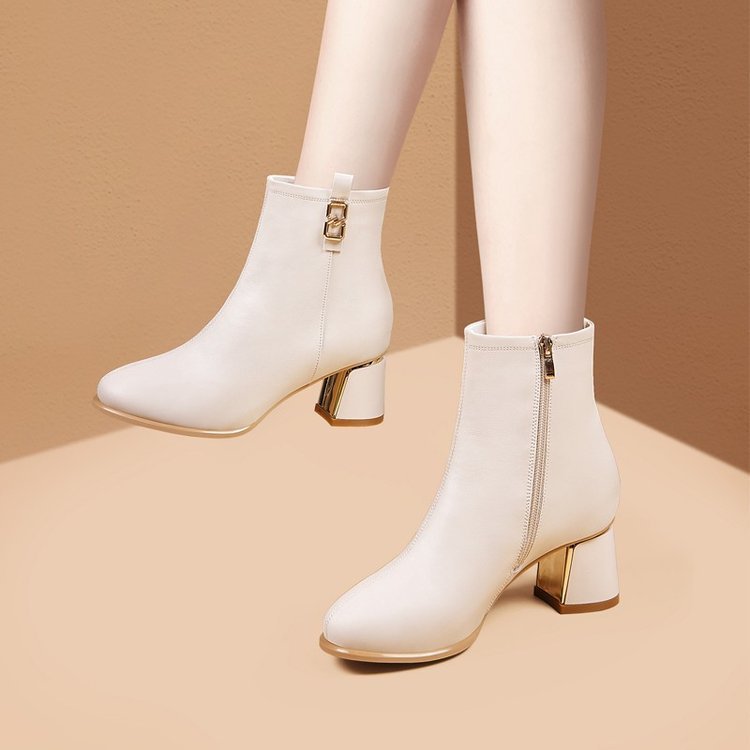 Womens Chunky-heeled Shoes With A Side-zip Design - Image 17