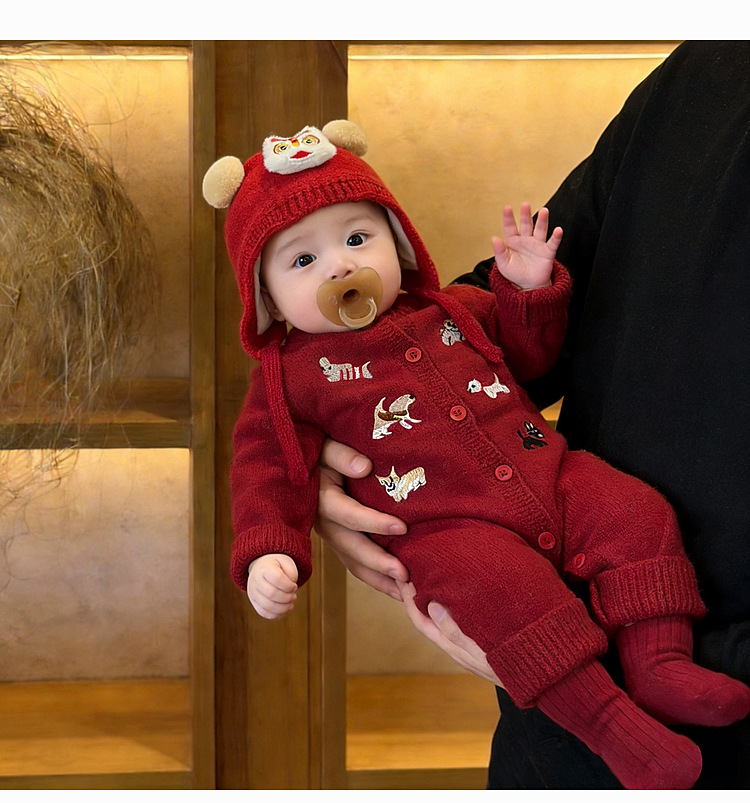 Embroidered Knitted Sweater Straight-leg Pants And A Romper - Image 11