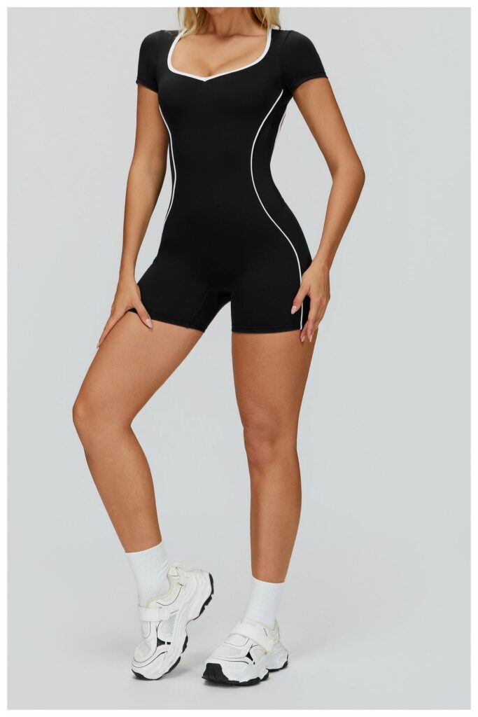 Jumpsuit With Cutout Back, Form-fitting Athletic Fitness Wear
