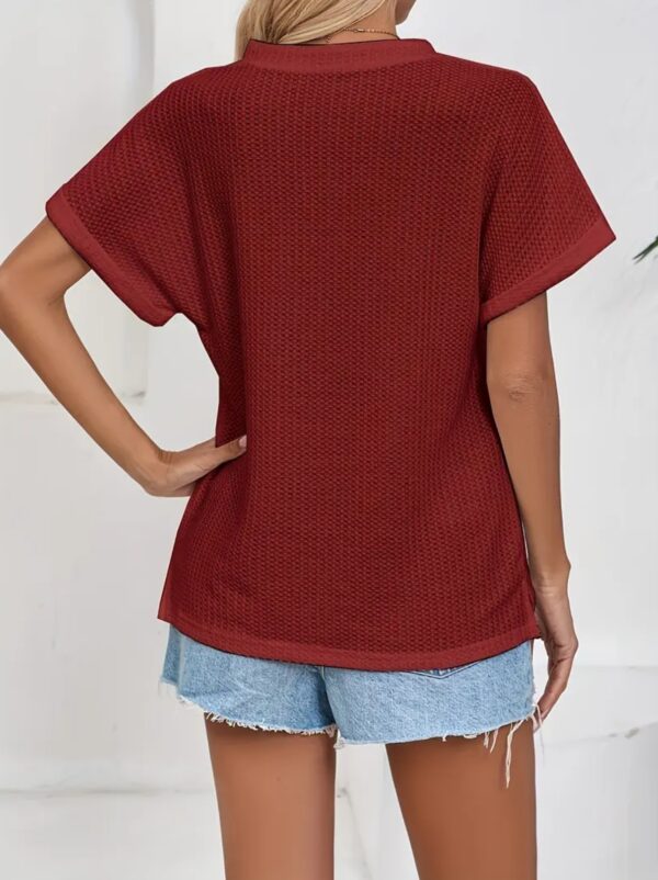 Women's Fashion Waffle-Weave Button-Up Top - Image 9