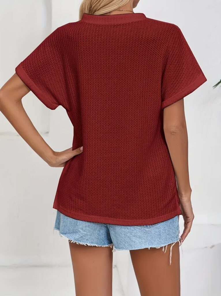 Women's Fashion Waffle-Weave Button-Up Top