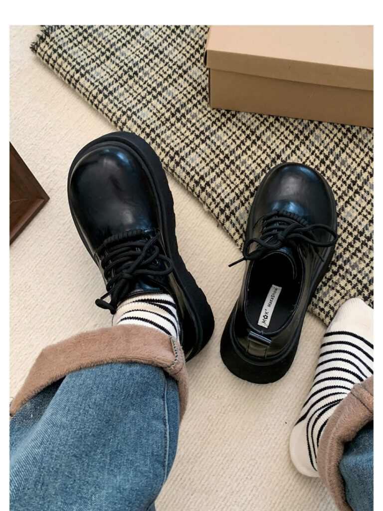 Women's Thick-Soled Retro British-Style Lace-Up Casual Shoes