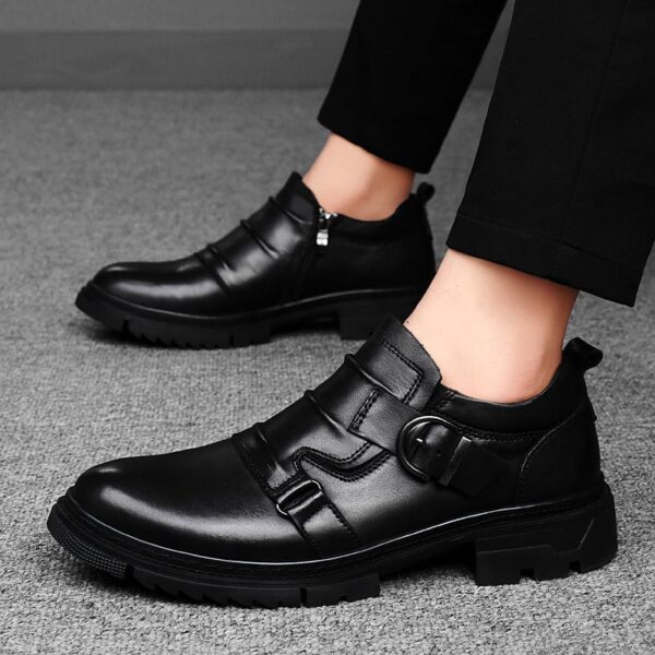 Mens Versatile Thick-Soled Genuine Leather Shoes Made From Full-Grain Cowhide - Image 1