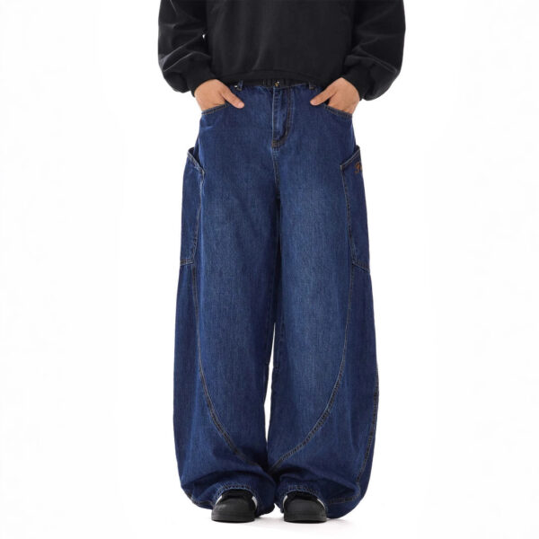 American-style Vintage Design Scimitar Workwear Jeans For Men And Women - Image 4