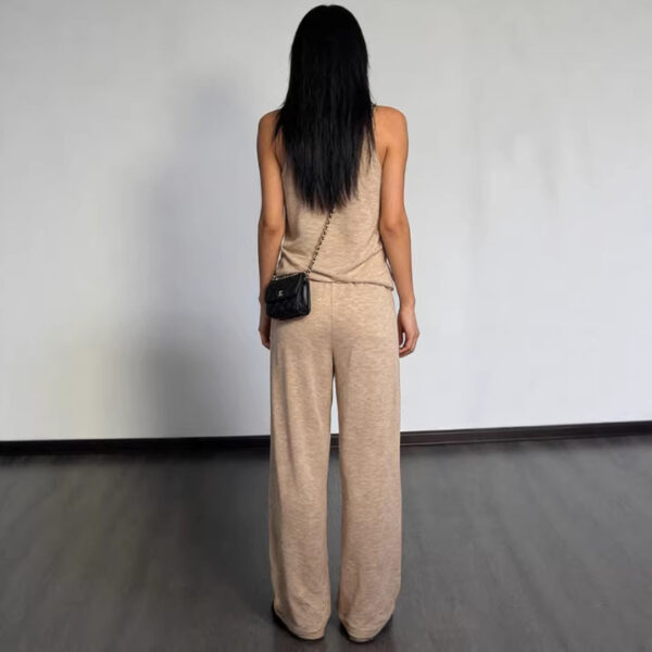 Womens Casual Sleeveless Top And Straight-Leg Pants Set - Image 2