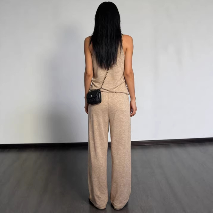 Womens Casual Sleeveless Top And Straight-Leg Pants Set - Image 2