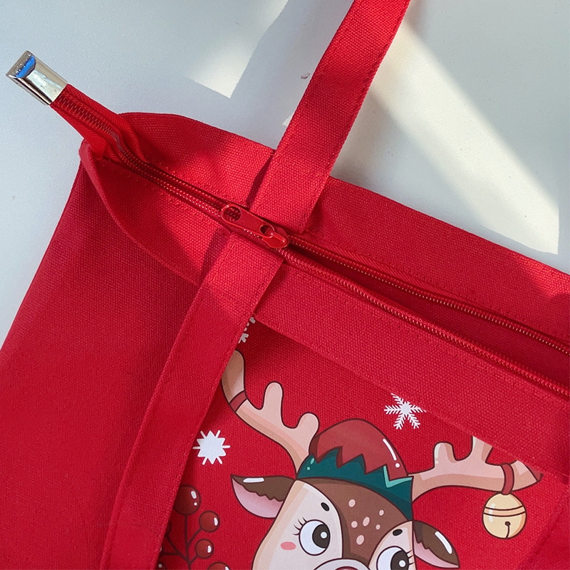 Minimally Handheld Christmas Printed Canvas Bag