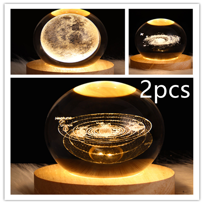 LED Night Light Galaxy Crystal Ball Table Lamp 3D Planet Moon Lamp Bedroom Home Decor For Kids Party Children Birthday Gifts - Image 50