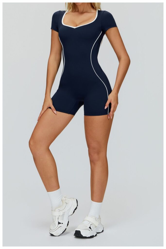 Jumpsuit With Cutout Back, Form-fitting Athletic Fitness Wear