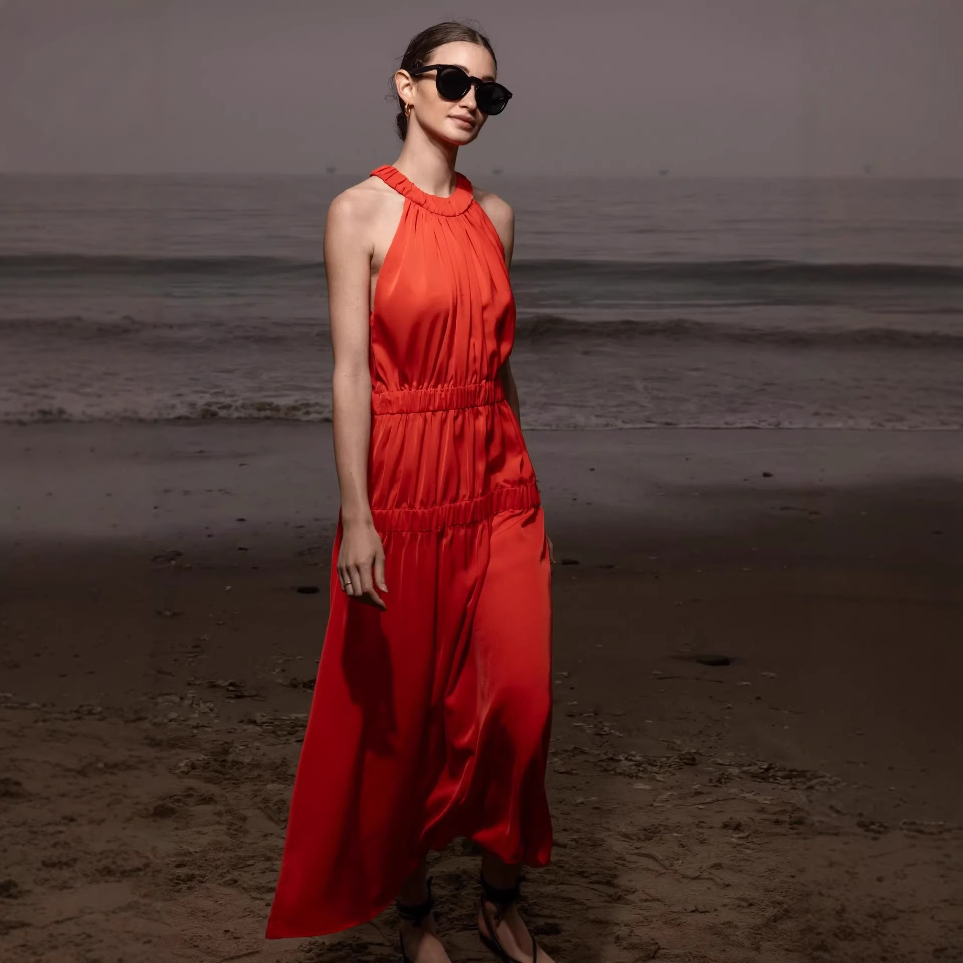 Womens Soft And Sweet Sleeveless Halterneck Casual Dress - Image 8