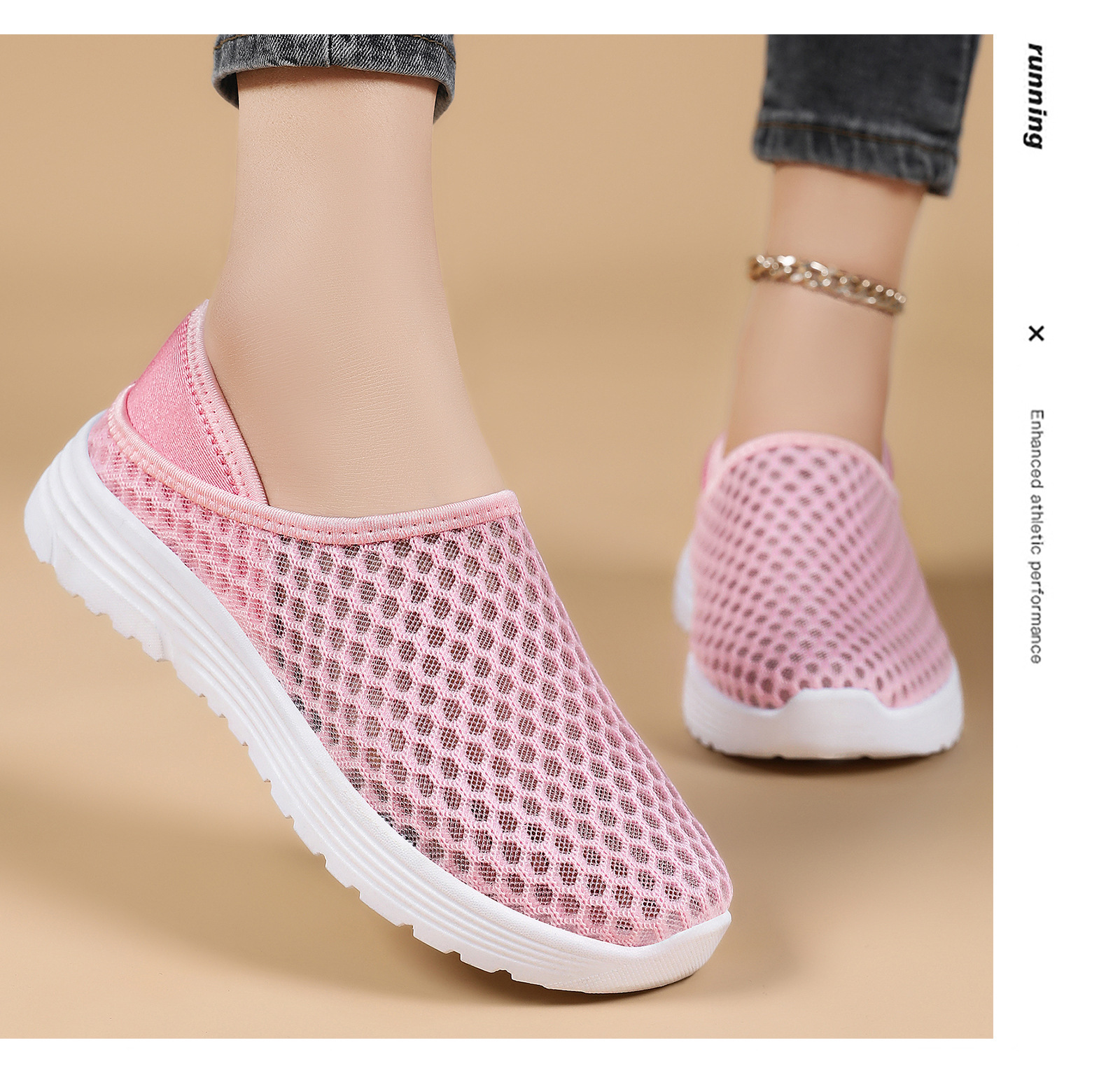 Large Size Lightweight Breathable Mesh Hole Half Slippers - Image 9
