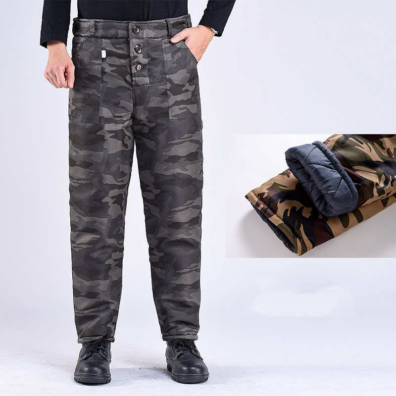 Winter Thickened Fleece Lined Camouflage Cotton Padded Jacket For Men - Image 4