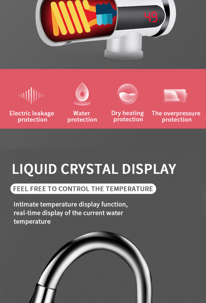 Kitchen Electric Water Tap  Water Heater Temperature Display Cold Heating Faucet Hot Water Faucet Heater