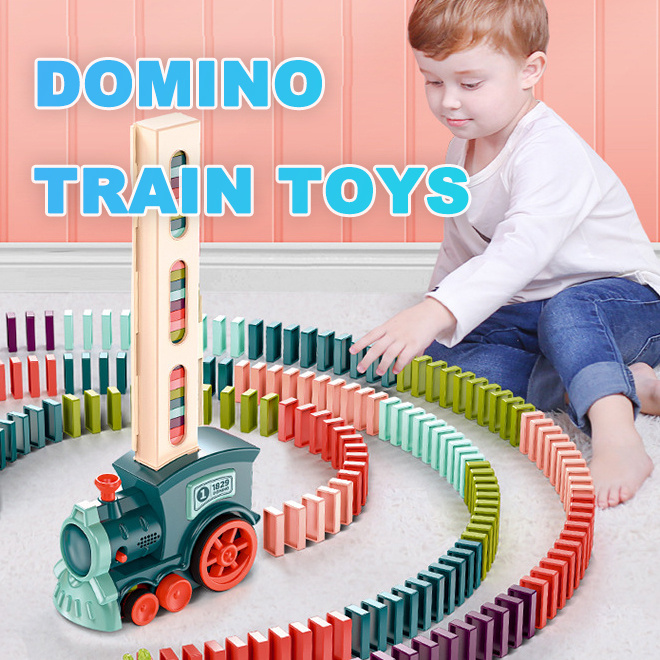 Domino Train Toys Baby Toys Car Puzzle Automatic Release Licensing Electric Building Blocks Train Toy - Image 1