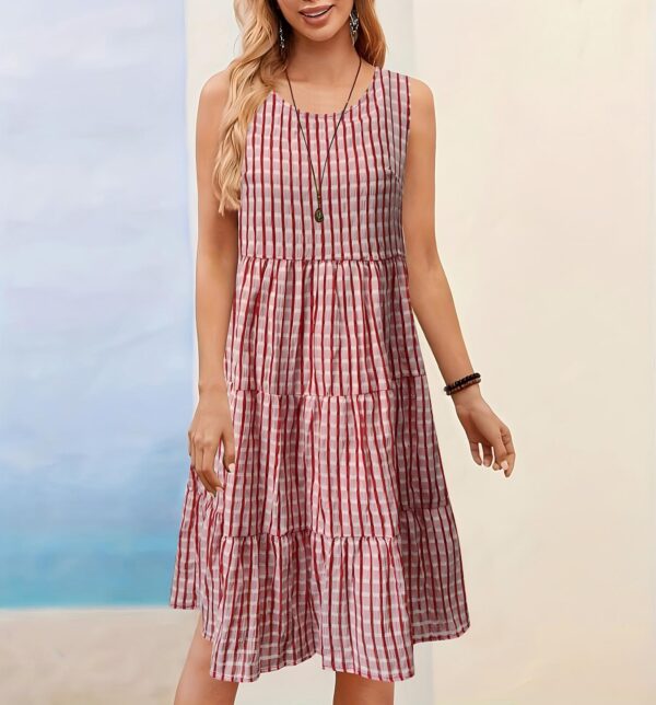 Women's Casual Solid-Colored Hollow-Out Vest Dress For Lunch Break - Image 11