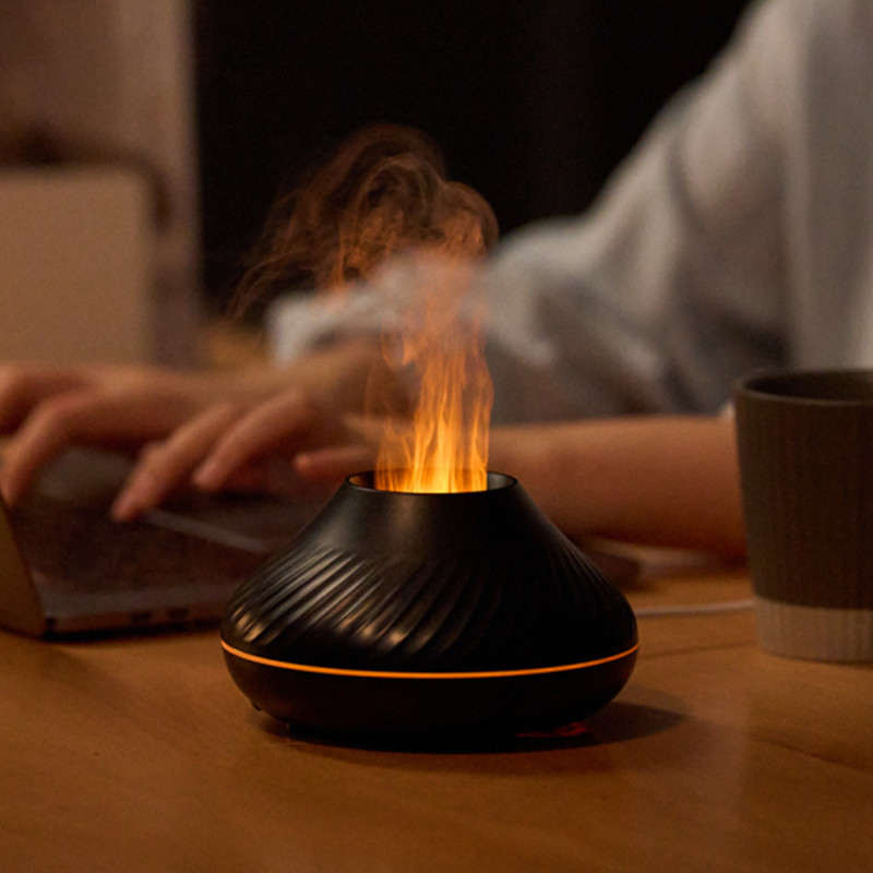 Newest RGB Flame Aroma Diffuser 130Ml 3d Colorful Flame Humidifier Fire Volcano Diffuser Flame - Image 1