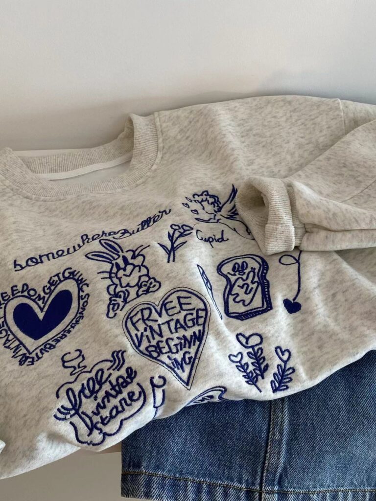 Chest-embroidered Heart And Bunny