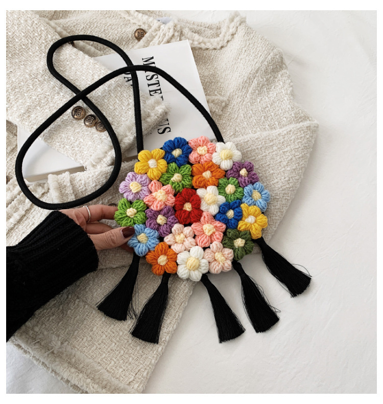 Ethnic Fluffy Bag For Women, Fashion Trend, Floral Small Round Bag, Stylish And Versatile, Can Be Worn On One Shoulder Or Cross-body - Image 30