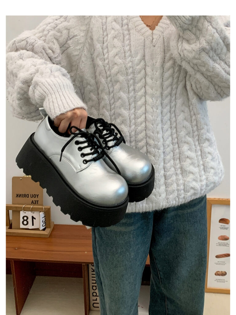 Women's Thick-Soled Retro British-Style Lace-Up Casual Shoes