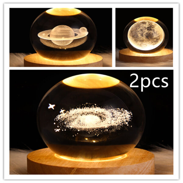 LED Night Light Galaxy Crystal Ball Table Lamp 3D Planet Moon Lamp Bedroom Home Decor For Kids Party Children Birthday Gifts - Image 34