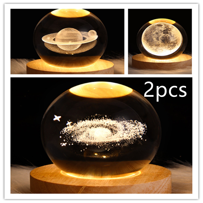 LED Night Light Galaxy Crystal Ball Table Lamp 3D Planet Moon Lamp Bedroom Home Decor For Kids Party Children Birthday Gifts - Image 34