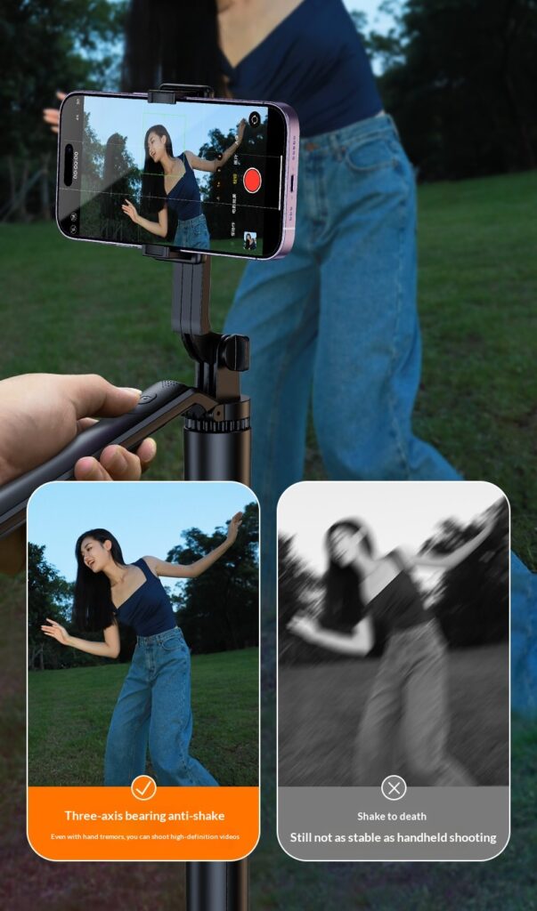 Outdoor Bluetooth Tripod With An Ultra-long Extendable ArmRotating Remote Control And Built-in Image Stabilization