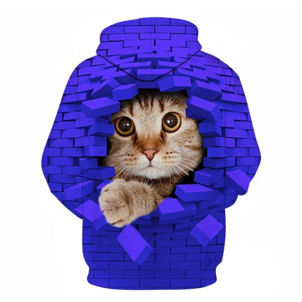 Couples Hoodie With 3D Digital Cat Print - Image 26