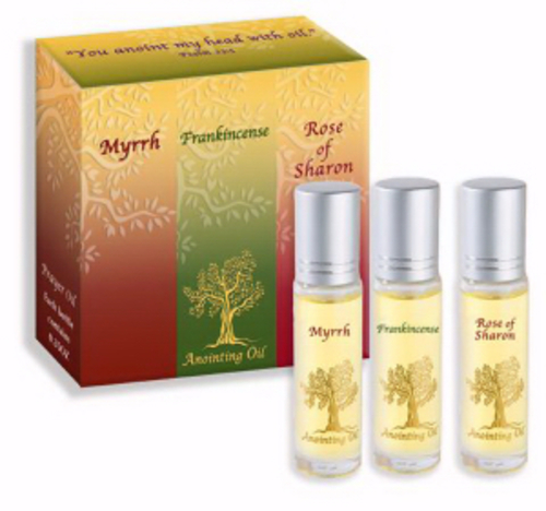 Holy Land Gifts 154054 Anointing Oil Set of Three Oils - Frankincense
