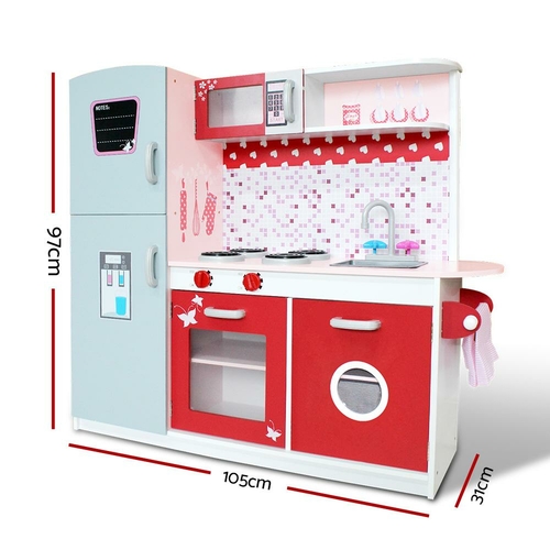 Keezi Kids Kitchen Play Set Wooden Pretend Toys Cooking Children