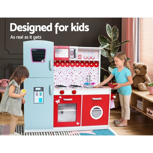 Keezi Kids Kitchen Play Set Wooden Pretend Toys Cooking Children - Image 2