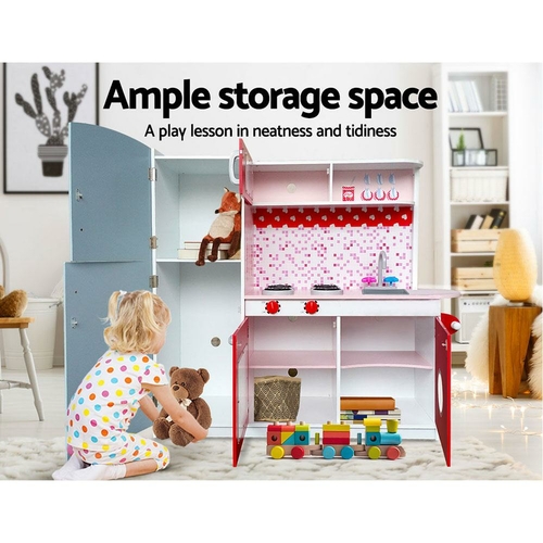 Keezi Kids Kitchen Play Set Wooden Pretend Toys Cooking Children - Image 4