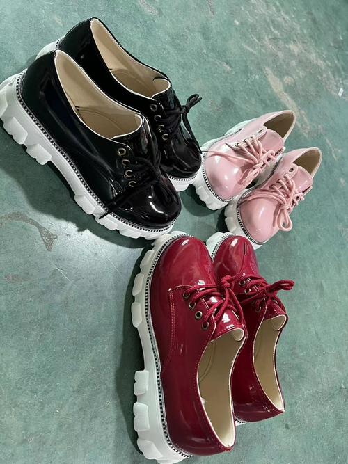 Thick Heel Flat Platform Oxford Women Shoes Black/Red/Pink - Image 4