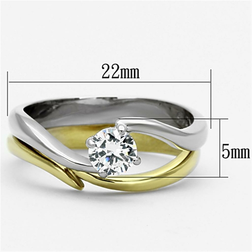 TK1092 - Two-Tone IP Gold (Ion Plating) Stainless Steel Ring with AAA - Image 2