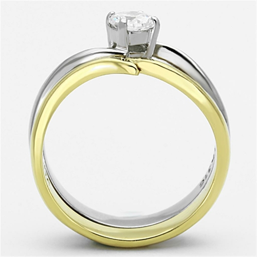 TK1092 - Two-Tone IP Gold (Ion Plating) Stainless Steel Ring with AAA - Image 3