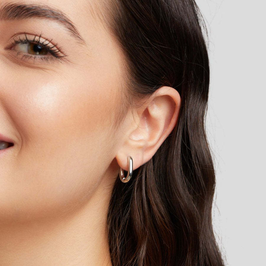 Stainless Steel 18K Gold-Plated Mini O-Ring Earrings - Image 4