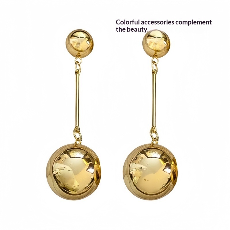 Fashionable Unique And Personalized Metal Round-Ball Tassel Earrings - Image 8