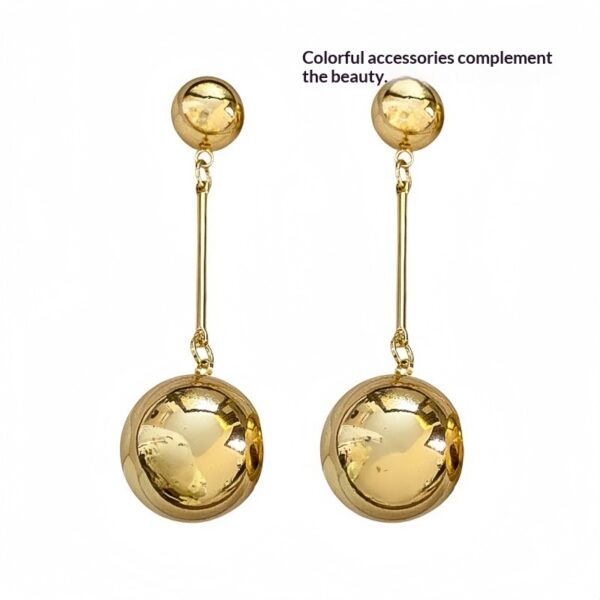 Fashionable Unique And Personalized Metal Round-Ball Tassel Earrings - Image 5