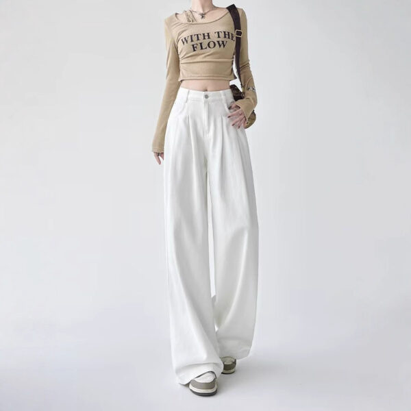 Women's White Wide-leg Straight Jeans - Image 5