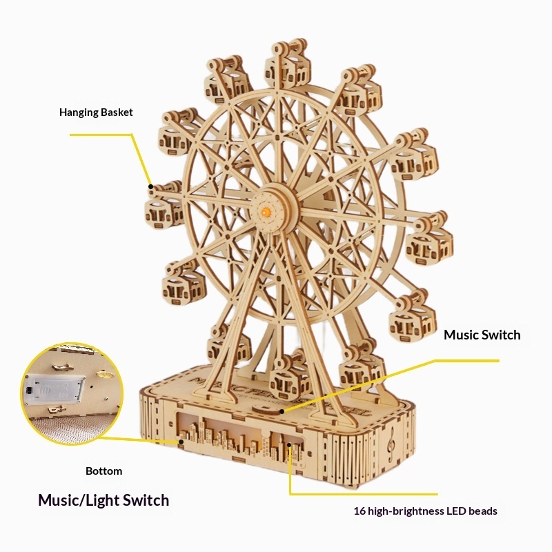 DIY Wooden 3D Puzzle - Irregular Shaped Ferris Wheel Model - Image 2
