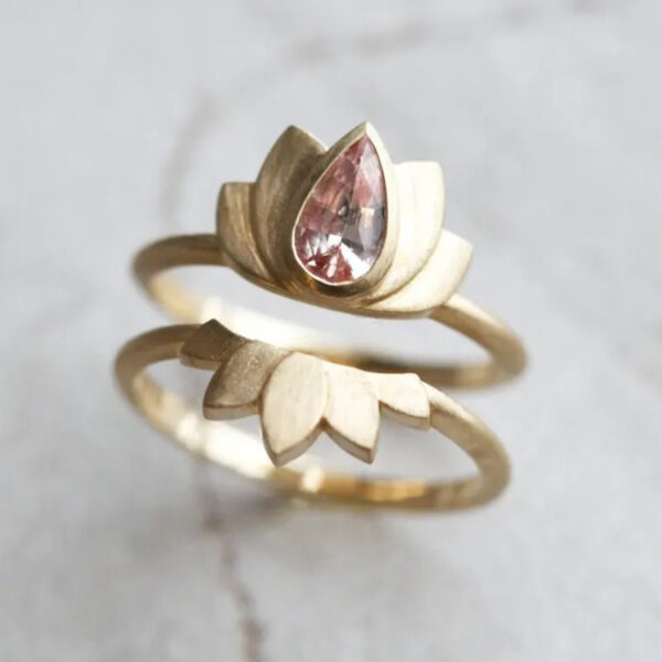 Retro Creative Design Niche Lotus Flower Ring - Image 5