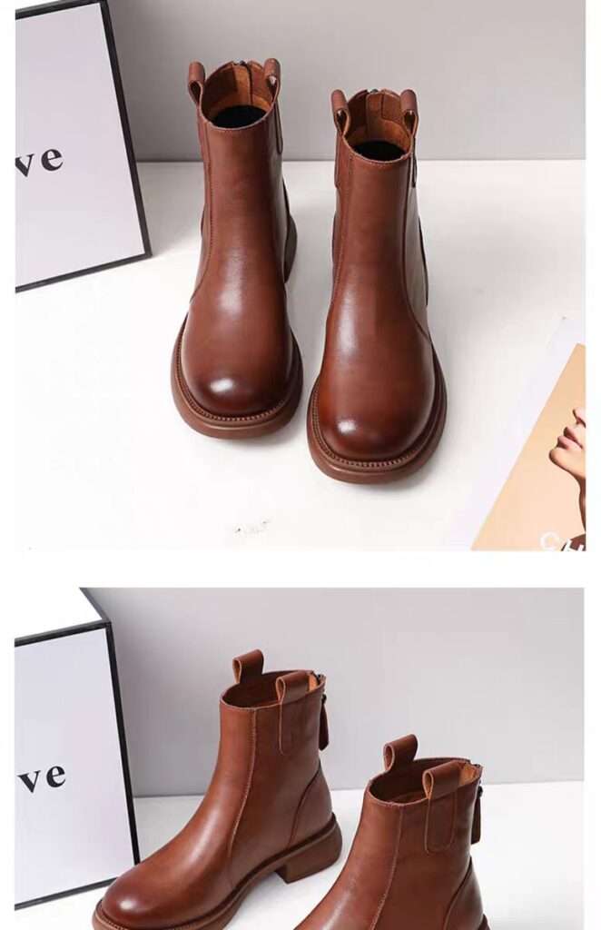 Women's Flat-Heeled Fleece-Lined Ankle Boots With Zippers