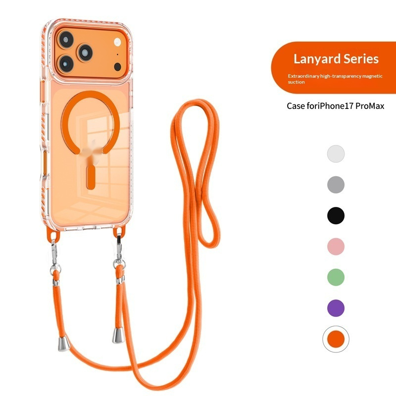17 Pro Max Transparent Magnetic Case With A Crossbody Lanyard - Image 57