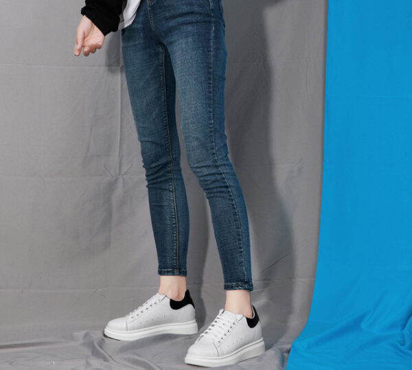 Korean-style Casual Invisible-heeled White Sneakers For Men Autumn Season - Image 18
