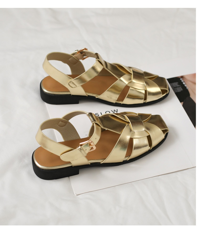Baotou Woven Piggyback Strap Vintage Sandals New Style - Image 20