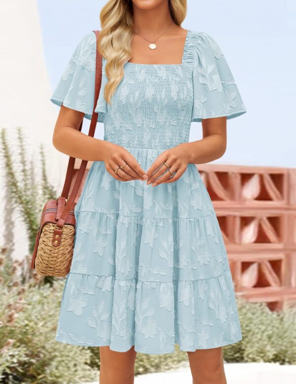 Short-sleeve Square-neck Flowy Floral Dress - Image 9
