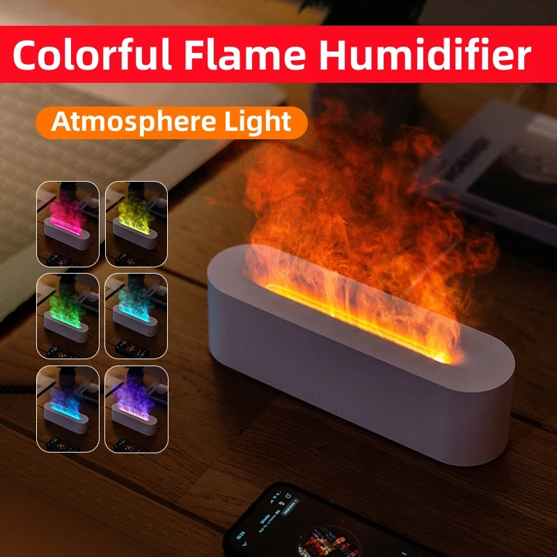 Flame Aroma Diffuser Air Humidifier Ultrasonic Cool Mist Maker Fogger Led Essential Oil Lamp Realistic Fire Difusor - Image 1