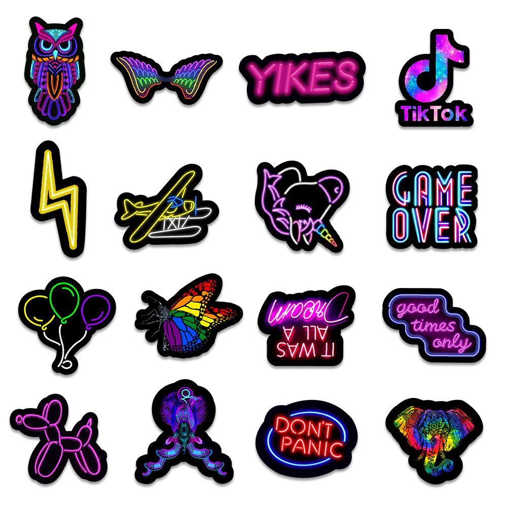 50 New Neon Stickers Car Trunk Phone Water Cup Decoration Stickers - Image 2