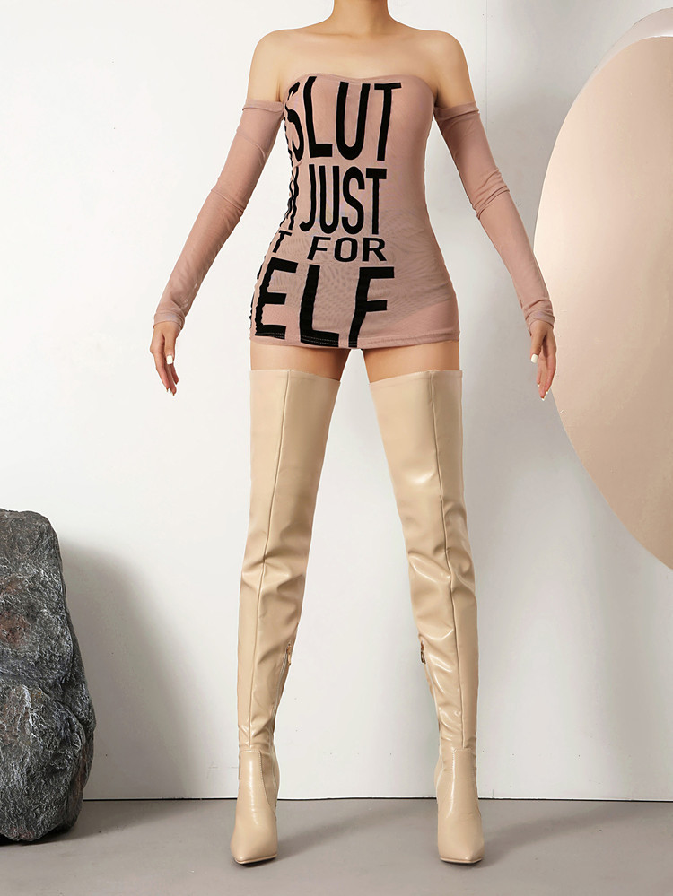 Sexy Slimming Pointed-toe Over-the-knee Boots With Stiletto Heels