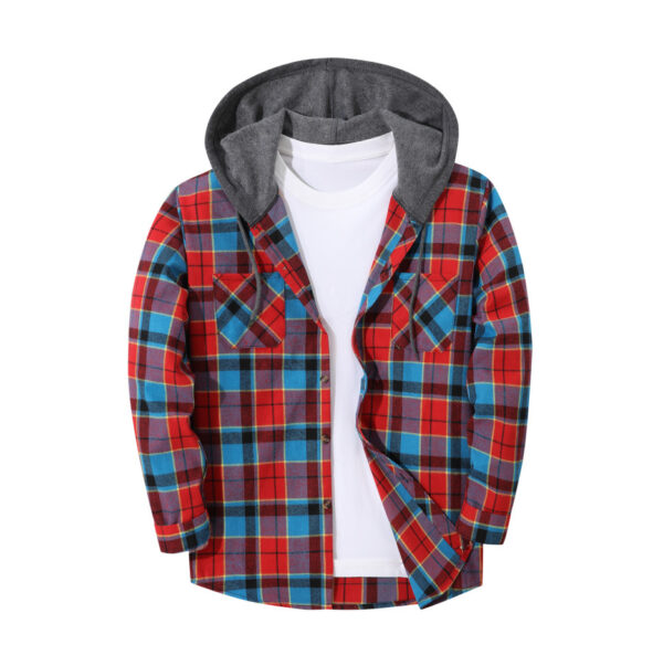 Mens Trendy Plaid Hooded Jacket - Image 78