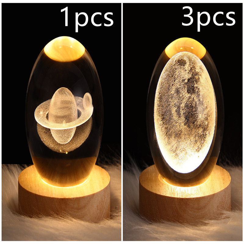 LED Night Light Galaxy Crystal Ball Table Lamp 3D Planet Moon Lamp Bedroom Home Decor For Kids Party Children Birthday Gifts - Image 31